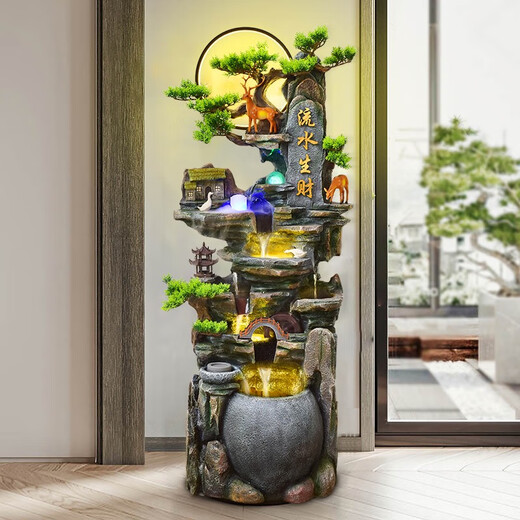 Agua de agua Gran rocosa que fluye en la fuente de agua Fuente Sala de estar Riqueza Riqueza Feng Shui Humidificador Circulación de montaña Decoración de paisajes 9923 Pequeña altura 108 cm