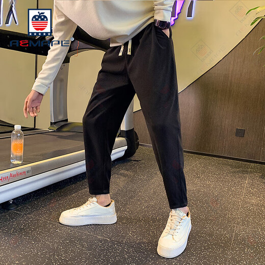 Pantalon décontracté Aemape pour hommes pantalons hétéros beaux pantalons masculins de style hiver 2025 Nouveau été noir petit pieds noirs réguliers xl recommandés dans 135 Jin [Jin est égal à 0,5 kg]
