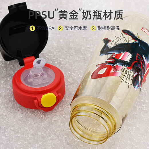 迪士尼水杯PPSU杯子680ML儿童水杯吸管夏季便携耐高温塑料杯 6646蜘蛛侠