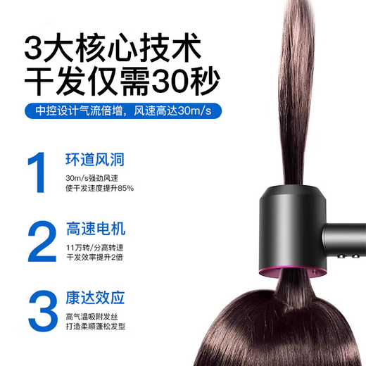 Leifen Ruiyue Hair Dryer Home Silent Negative Ion High Power Hair Dryer Hair Dryer Home Hair Salon Constant Temperature Hair Care Series Special for Men and Women Hair Styling Rose Red - No Nozzle Billion-level Hydrating Negative Ions Constant Temperature Hair Care Cable 1.7 Meters Gift Box