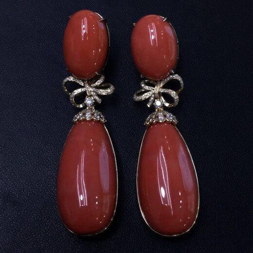 Zhaohao Coral Drop Earrings Exquisite and Elegant Tibetan Earrings Large Earrings