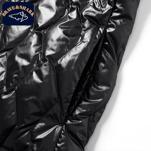 BRAVE&SHARK Men's Lightweight Down Jacket Fashionable Shiny Short Down Jacket Winter New Warm Jacket Black L (175) Recommended 120-140Jin Jin equals 0.5 kg
