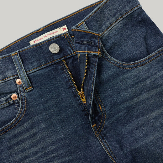 Levis 25-jähriger Frühlings- und Sommer Neuer Frauen 724 hohe Taille Slim gerade Jeanshosen dunkelblau 26 (28)