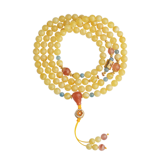 Potala Palace Beeswax Aquamarine 108 Buddha beads Wenwan Bracelet Women's Transfer Bead Bracelet Necklace as a birthday gift for girlfriend Beeswax Aquamarine Nanhong 108 beads