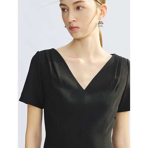 NOUVEAU TEMPERMENT A-LINE A-LINE DE LANGZI DE LANGZI Unique HEPBURN HEPBURN French Kochi Robe Black L