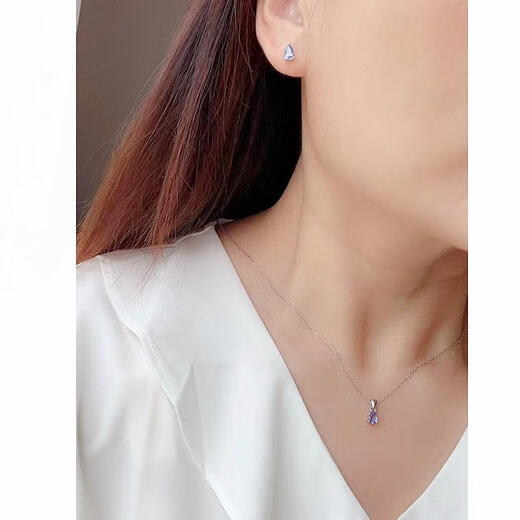 Canxian Water Drops Small and Exquisite Natural Tanzanite Two-piece Set of Earrings Pendant with Necklace 925 Sterling Silver Inlaid Minimalist Earrings