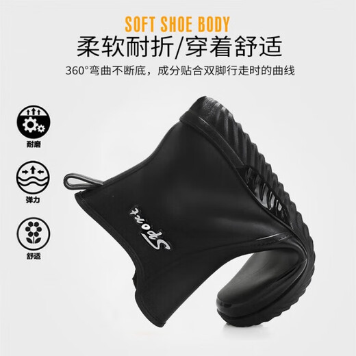 [Thickened sole] Short tube rain boots for men's fashion water boots for men, anti-slip, waterproof, oil-resistant, wear-resistant, low-top outdoor hotel kitchen rubber shoes for short tube rain boots for black kitchen anti-slip [Size 41]