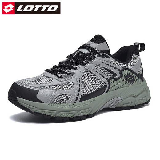 LeTTO (LOTTO) hiking shoes men's shoes for summer breathable running shoes outdoor cross-country hiking sneakers men 1071 gray/green 42