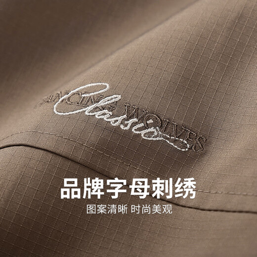 Dances with Wolves Embroidered Lapel Jacket Men's 2025 Autumn New Commuting Style Fashion Jacket Windproof Men's Jacket 1007 Dark Apricot 702 L (175)