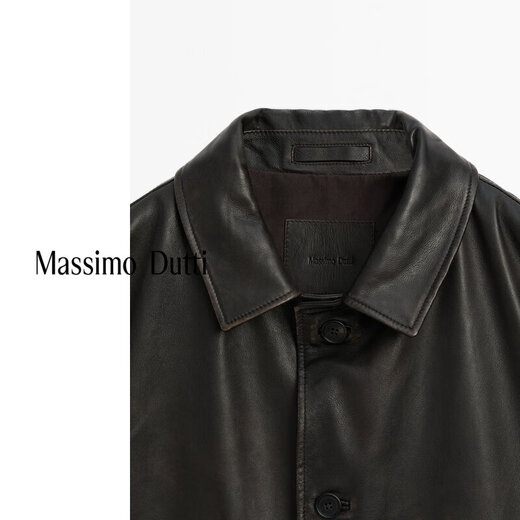 Massimo Dutti折扣季2025男装老钱风复古真皮皮衣纳帕皮革外套03375576 深棕色 S