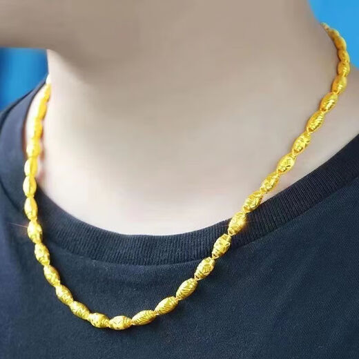 OFK gold 2025 new pure gold men's necklace olive chain simple bamboo chain yellow domineering olive chain 999 gold 36 grams solid will be restored soon