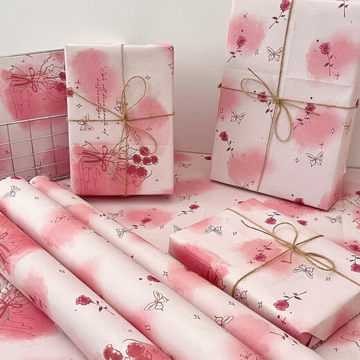 Zhiduosao lindo papel de regalo de regalo de dibujos animados de gran tamaño de gran tamaño de tamaño de bricolaje a mano exquisito papel decorativo de alta gama papel de empaque de rosa seca 6 piezas 50*70 cm