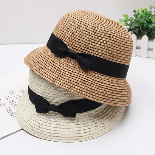 Chu Zi Ji Topper Frauen französischer Französisch- und Sommerhut Sonnenhut Mode Strohhut Frauen kleiner Schwim Sonnenschutz Japanische vielseitige Topfhut KOREAN STYLE ENGLISCHE KHAKI/BUR TOPPER Erwachsener Model (55-57 cm)