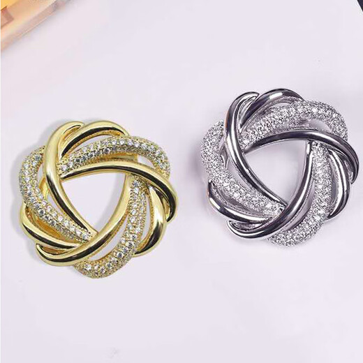 WOUG gold store autumn and winter fashion silk scarf buckle brooch dual-purpose non-fading shawl buckle women's versatile T-shirt corner khaki circle gold