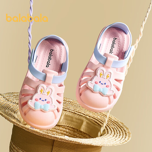Balabala Kinderschuhe Kindersandalen Baby Cartoon Schuhe 2025 Sommer neuer Stil Jungen und Mädchen Strandschuhe Nicht-Schlupf-Kaninchenrosa 20 (innere Länge 15 cm empfohlene Fußlänge 14 cm)