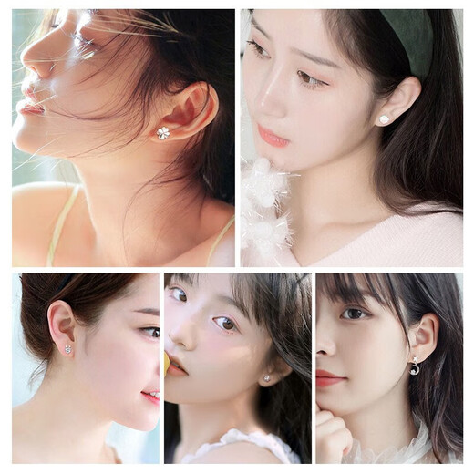 Zhou Baifu 925 Weekly Earrings Women's Silver Needle Earrings Set Gift Box Birthday Chinese Valentine's Day Gift for Girlfriend