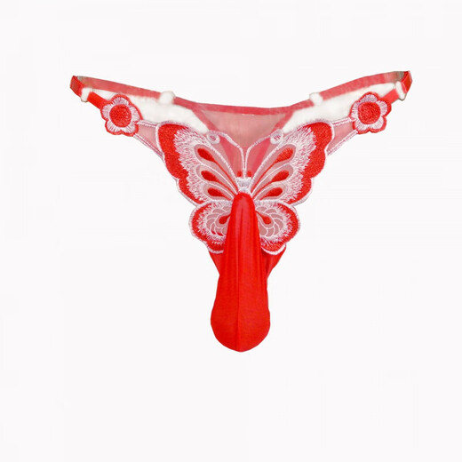 Sexy thong sexy underwear lace embroidery temptation butterfly low waist large size men's JJ set Feitian set-opening green (150-200Jin Jin equals 0.5 kg)