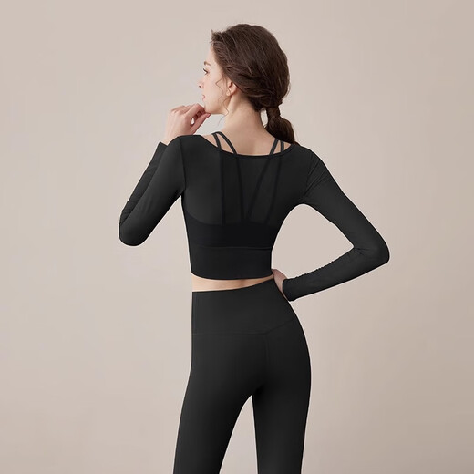 Youyou sports yoga clothing, fashionable and casual mesh, beautiful back, high appearance, long-sleeved Pilates training 35021 blue L