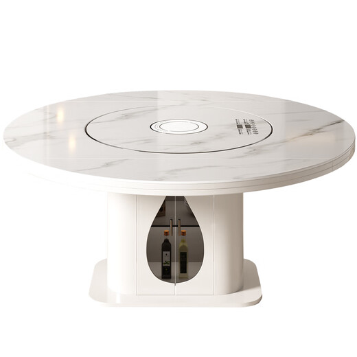 Ouoety Co., Ltd. Customized Rock Platte Esstisch 80 cm Rotary Rotary Klapptisch und Stuhlkombination Haushalt Gebrauchsinduktionskocher und Schüssel Erwärmung 14135 Meter Esstisch Felsplatte Induktionskochkocher 14