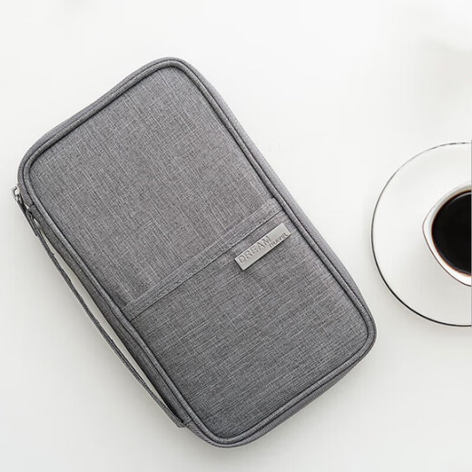 
Guanmao Pei travel document storage bag large capacity multi-functional bill clip passport protection case file household registration book sorting bag gray-small [travel document bag]