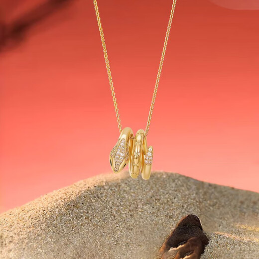 MENGDAILI Snake Necklace Women's New Golden Pendant Niche Clavicle Chain Birthday Gift for the Year of the Life Snake Necklace