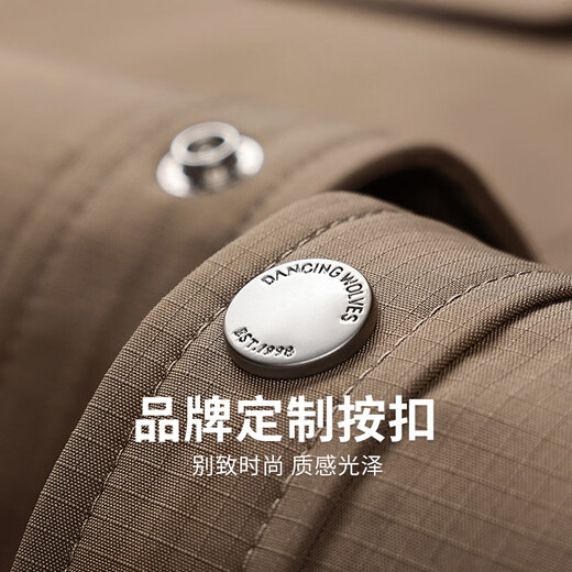 Dances with Wolves Embroidered Lapel Jacket Men's 2025 Autumn New Commuting Style Fashion Jacket Windproof Men's Jacket 1007 Dark Apricot 702 L (175)