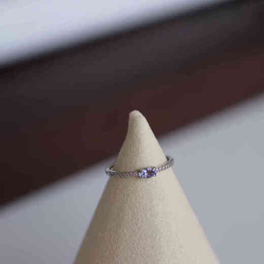 Kechu really loves the ultra-fine gemstone ring, natural and beautiful blue-purple tanzanite 925 sterling silver gift for women, minimalist style, adjustable opening