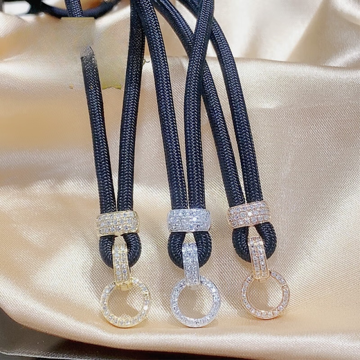 Xuecong 18k gold high cargo rope inlaid with diamonds double insurance detachable tail cap gold buckle jade pendant lanyard multi-functional buckle 18k rose gold without universal buckle + adjustable and detachable