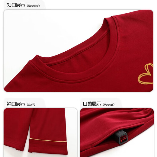 Catman Snake Year Pyjama Frauen Frühling und Herbst Pure Cotton Long Sleeve 100% Baumwollhausanzug Winter rotes Jahr des Nation V-Ausschnitt Set 9227 m (vorgeschlagenes Gewicht 80-100 Jin [Jin gleich 0,5 kg])