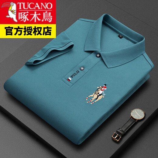 啄木鸟（TUCANO）男装中年休闲男士衫夏季短袖翻领上衣POLO.衫爸爸宽松 短999白色 L 17084A 建议120-130斤