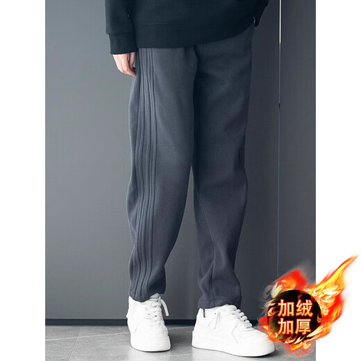 Cotton heavyweight velvet pants for men in autumn and winter new loose straight thickened casual pants men's trendy sports pants G189 dark gray velvet high quality 42 XL 120Jin Jin equals 0.5kg -140Jin Jin equals 0.5kg