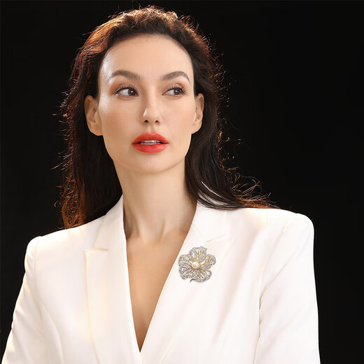 Oppenheim benheart Danish gold silk beaded brooch, temperament pearl elegant corsage, high-end female national style exquisite brooch - gold silk beaded, champagne gold