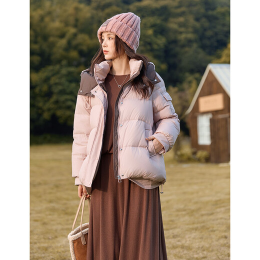 Demana Lightweight and High Warmth Winter Contrast Color High-Quality Small Commuting Age-Reducing Hooded Short Down Jacket for Women