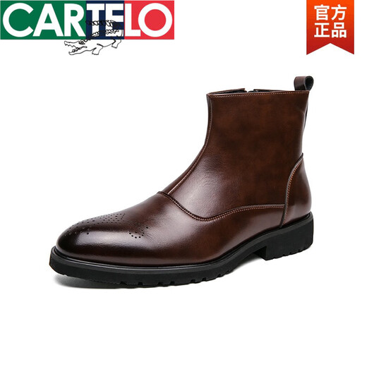 Botas de hombres de Cartelo Chelsea Menores de otoño e invierno zapatos de cuero casuales de estilo británico Moda versátiles de Internet Celebrador de la cabeza puntiaguda Martin Boots X.M841-5 Negro (aumento de la altura interna) 41