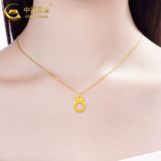CHINA GOLD Bow-knot safety buckle pendant for female fugitive princess Pure gold hoop necklace Valentine's Day birthday gift for girlfriend Today/next day delivery Bow-knot safety buckle + S925 chain about 0.3g