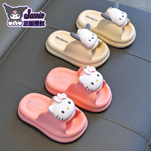 Children's Sandals Sanrio Girls Summer Cartoon Cute Non-Slip Indoor Bath Soft Soled Parent-Child Kuromi Slippers Pink Hello Kitty (Upgraded Eco-Friendly Material) 12 Size 36/37 (Suitable for 35/36 Feet)