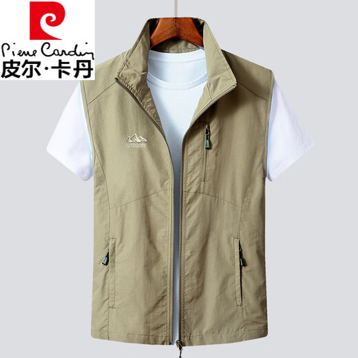 Pierre cardin men's vest summer thin casual breathable horse clip jacket men's youth middle-aged and elderly quick-drying vest autumn vest men 92 navy blue XL