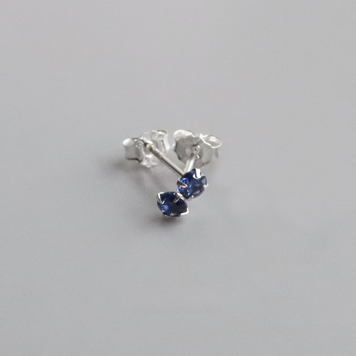 ISLANDIO natural tanzanite 3mm sapphire earrings London blue topaz mini sterling silver ears for women Tanzanite 3mm | silver pair