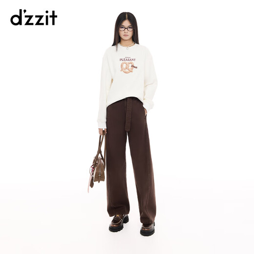 Sudadera Dzzit Disu 2025 Spring New Three-Color Plus Diseño de vellón Estilo casual Mujeres 3J1J1049W Brown XS