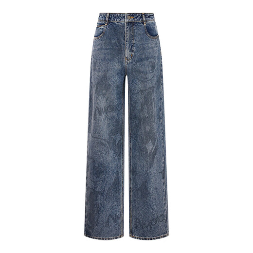 Dzzit Disu [Pop Mart Joint Series] Jeans 2025 Spring Neues Illustrationshose 3J1R6196T Dunkelblau S