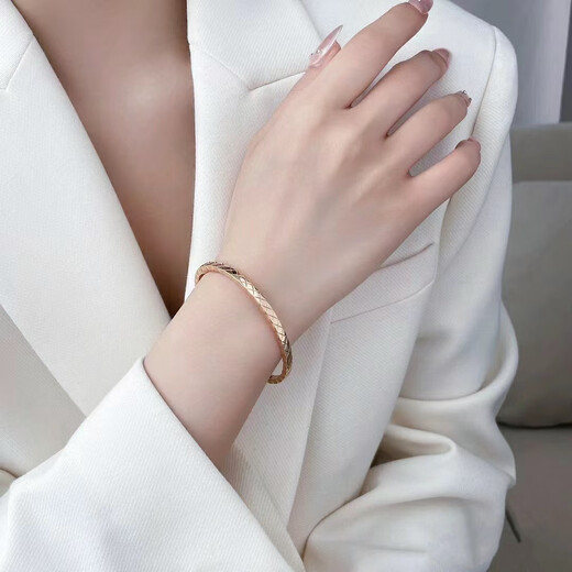 Shilian narrow version diamond pattern bracelet for women rose gold simple electroplated 18k gold hand decoration style light luxury ring rose gold full diamond