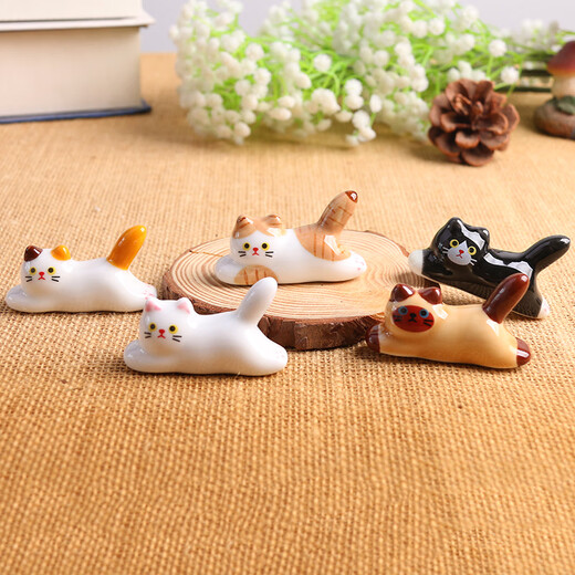 Jin Geyu Japanese-style cat chopstick holder Japanese-style ceramic cat puppy Shiba Inu ornaments chopstick holder chopstick holder cartoon exquisite home small Shiba Inu dog complete set of 5