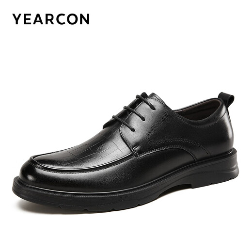 Yierkang Herrenschuhe, Schnüre-up-Softround-Toe-Lederschuhe, Herrenmodemetemperament, geschäftliche formale Schuhe, Hochzeitsschuhe, 6304W Schwarz 42