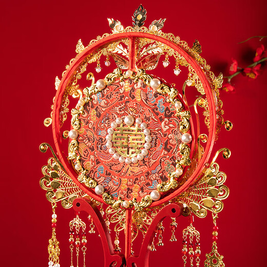 LISM结婚新娘团扇新娘结婚品质重工秀禾扇婚礼出嫁手捧花diy材料包 凤琉璃【材料包+尖嘴钳】