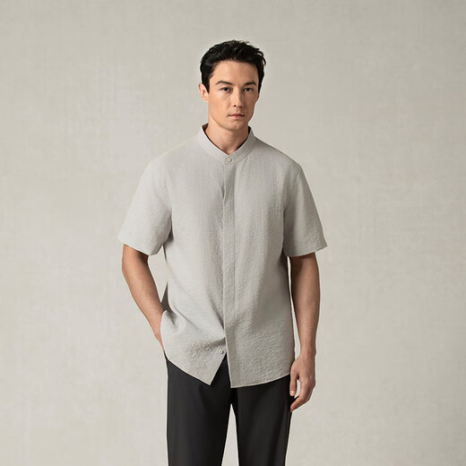 Gornia Herren kurzärmeliges Hemd 25 Jahre Frühlings- und Sommer komfortabler Geschäft Casual Shirt GBS24254423 White Grey M.