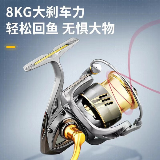 Guangwei Hefeng spinning wheel sea pole Luyaji fishing long-range all-metal inclined mouth shallow line cup anti-seawater fish wheel sea fishing wheel shallow line cup 2000 S version