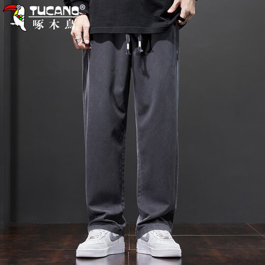 Woodpecker (TUCANO) casual pants men's straight loose pants men's autumn and winter sports trendy overalls trousers men's gray XL