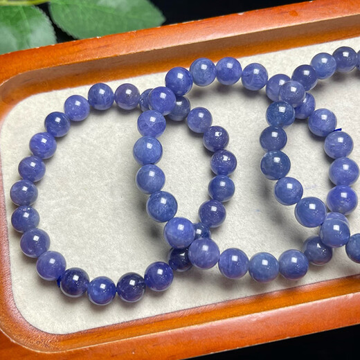 Shiyi Natural Tanzanite Bracelet Single Circle Men's and Women's Amethyst Ocean Heart Bracelet Simple Jewelry Gift 4 About 7mm/String