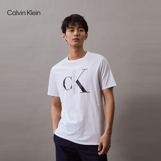 Calvin KleinCK Jeans Quarter Herren-Casual-Pendler-Kurzarm-T-Shirt aus Baumwolle mit klassischem Briefdruck 40KC829 CEF-Navy XL