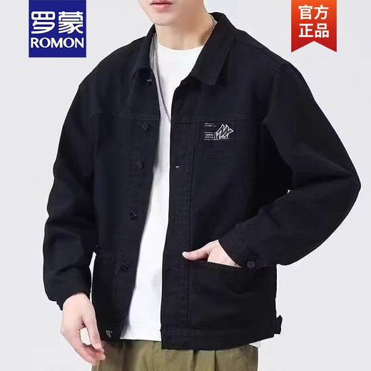 
ROMON jacket men's spring 2025 new shirt lapel spring men's work jacket early autumn jacket top [upgrade version] K12806 black L [recommended 110128Jin [Jin equals 0.5 kg]]